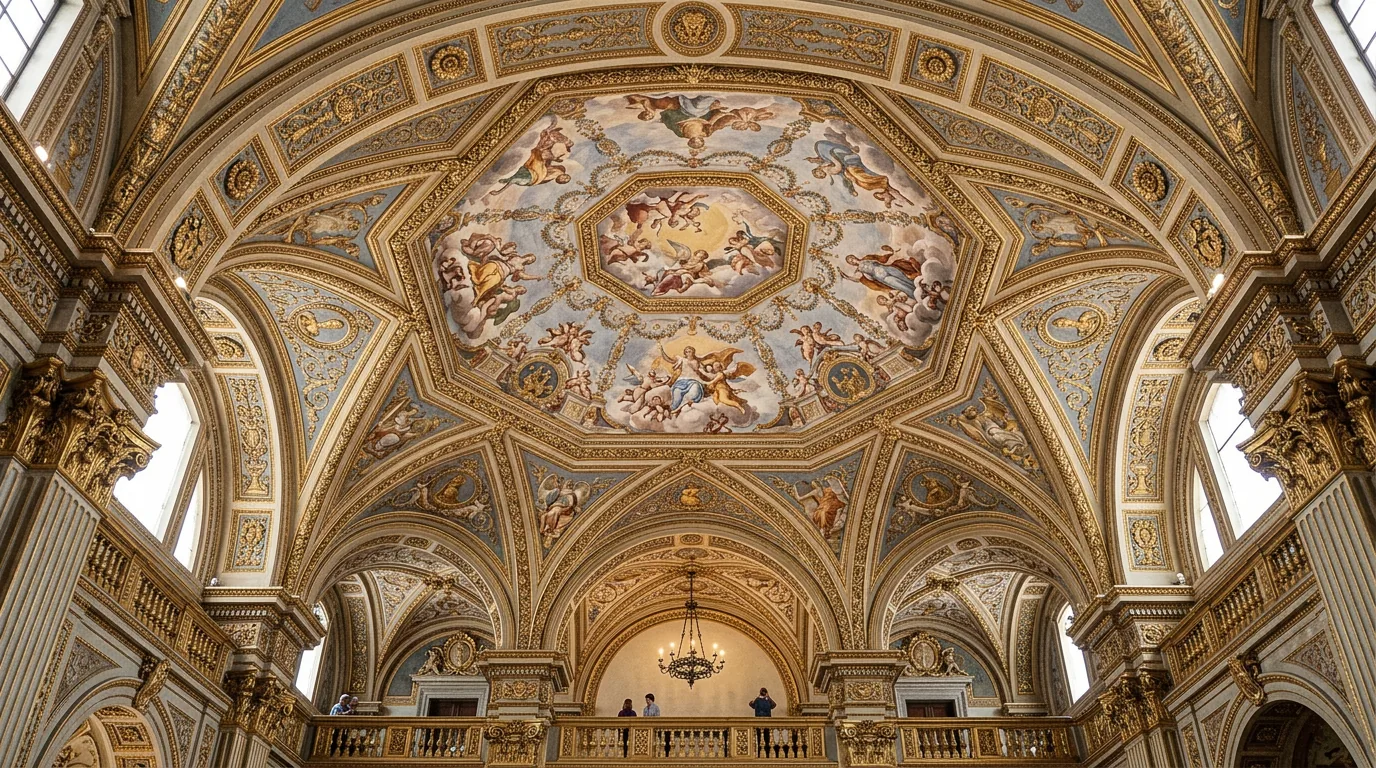 Sklepienie zdobione w stylu renesansowym, złocenia